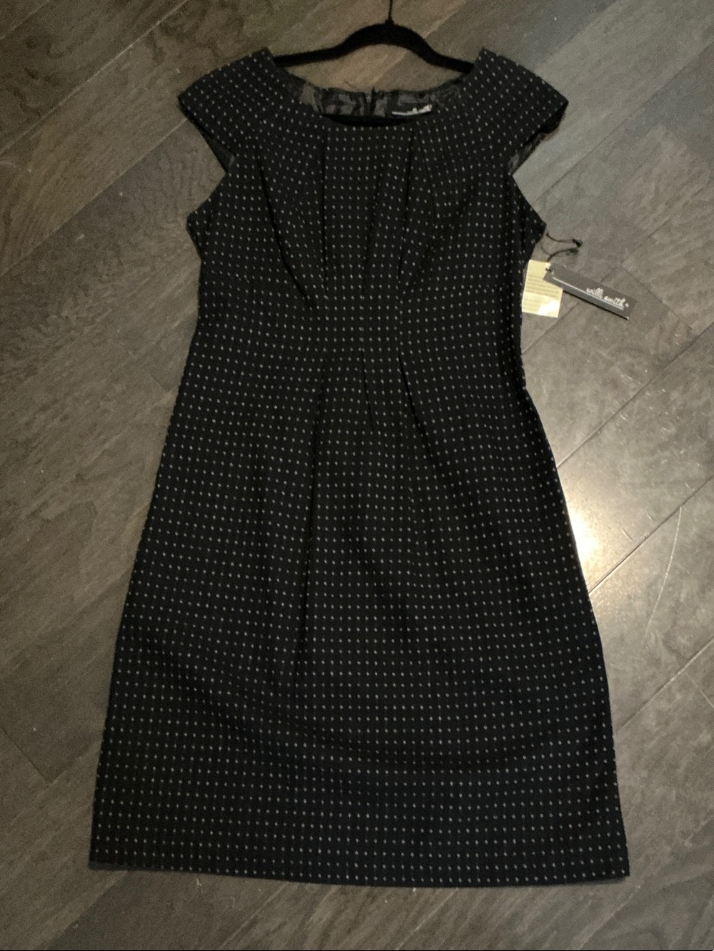 Willi Smith Black Dot-Pattern Cap Sleeve Midi Dress
